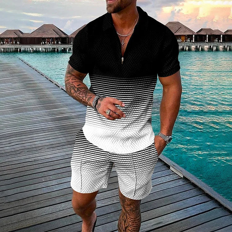 NOAH | Ensemble polo et short en noir foncé